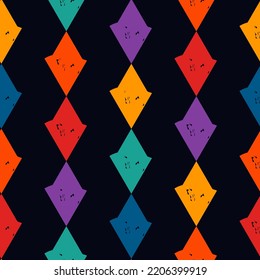 Rhombus motif minimal geometric print. Paint brush diamonds seamless pattern. Freehand background. Trendy handdrawn modern. Simple geo ornament. Hand drawn abstract vector. Lozenges wallpaper.