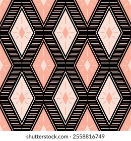 Rhombus motif ogee fabric print vector seamless pattern tribal design. American tissue ornament. Beautiful rhombus shapes texture. Template doodle scrap textured elements.