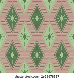 Rhombus motif ogee textile print vector seamless pattern ethnic design. Patchwork simple peruvian ornament. Beautiful rhombus shapes texture. Carpet art decor african embroidery.