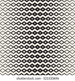Rhombus Overlapping Lines Lattice. Abstract Geometric Background Design. Vector Seamless Black and White Pattern.
