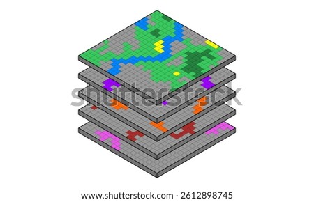 Rhombus overlay layer looks like a Geographic Information System analysis. Vector Map Illustration.