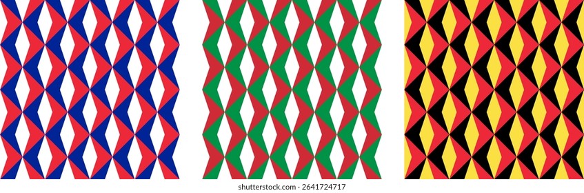 rhombus pattern of france, italy and belgium flags. geometric background for decoration. vector illustration