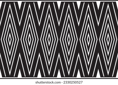 Rhombus pattern vector. Design ethnic style white on black background. Design print for illustration, texture, textile, wallpaper, background. Set 8