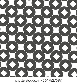 Rhombus pattern vector. Geometric tile repeat. Abstract black layout. White background.