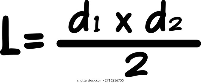 Ilustração da fórmula do perímetro de Rhombus representando a medição de geometria, cálculo matemático, conceito de educação e material básico de aprendizagem espacial em estilo manuscrito.