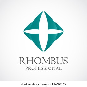 Rhombus professional curve abstract vector logo design template business office icon company identity symbol concept