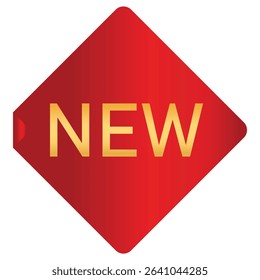 Rhombus red sticker new isolated on white background. Vector