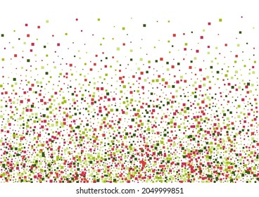 Rhombus Red Virtual Mosaic. Festival Geometric Background. Green Border Square Illustration. Confetti Event Texture.