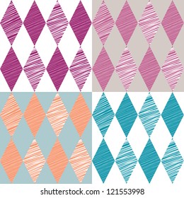 Rhombus retro background. Vector Illustration. Set of 4 patterns