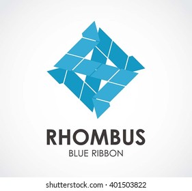 Rhombus ribbon of community abstract vector and logo design or template square business icon of company identity symbol concept