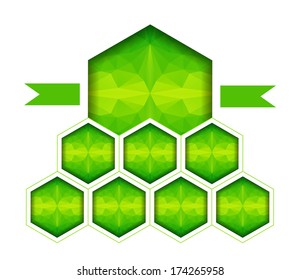Rhombus with ribbon in triangle style. Vector illustration