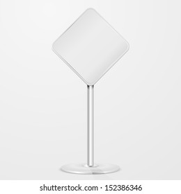 Rhombus road sign on a stand, illustration.