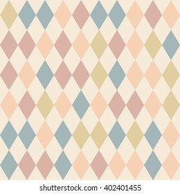 Rhombus seamless pattern. Retro geometric diamond background. Vector illustration in pastel colors. Good for design of wrapping paper, invitation and greeting cards.