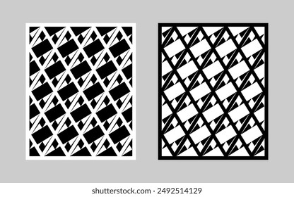Juego de patrones sin costuras Rhombus. Diseño de geometría repetible monocromática. S Letra Abstractas azulejos sobre fondo blanco y negro. Formas gráficas diagonales nítidas. Ornamento de textura sin fin. Decoración de Vector polígono