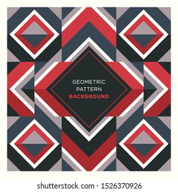 Rhombus Shape Abstract Background in Red, White and Dark Blue Color