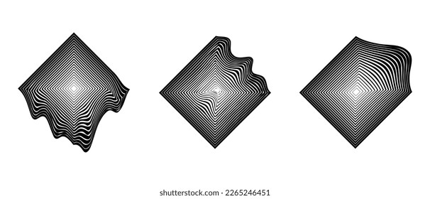 Rhombus shape with glitch and liquid. Light holography of the 80s-90s. Vaporwave retrofuturism form, synthwave. Fashion design element for t-shirts and merchandise. Vector isolated.