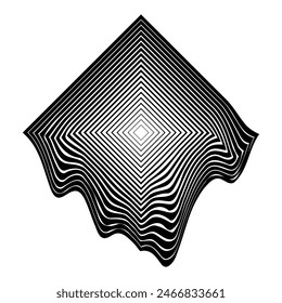 Rhombus shape with glitch and liquid. Light holography of the 80s-90s. Vaporwave retrofuturism form, synthwave. Fashion design element for t-shirts and merchandise. Vector isolated.