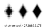 Rhombus Shape Halftone Effect Vector Illustration Set