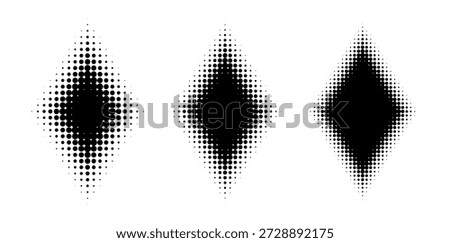 Rhombus Shape Halftone Effect Vector Illustration Set