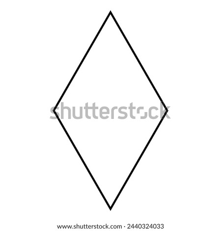 Rhombus shape symbol, black and white vector silhouette illustration isolated on white background