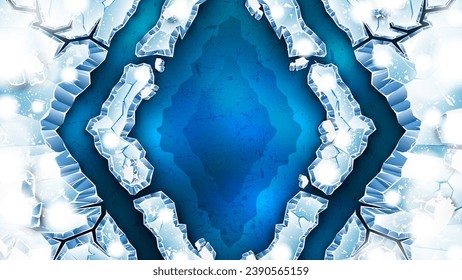Rhombus Shaped Ice Cracks As a Winter Background