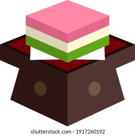 A rhombus shaped mochi isolated vector illustration.