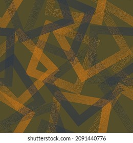 Rhombus-Formen von Punkten geometrische Vektorgrafik nahtlos Muster. Geometrischer, wiederkehrender Hintergrund mit Punktstruktur. Gradient Rhombus von Halftondots nahtlosen Ornament. Schleifpapier. Grunge-Muster