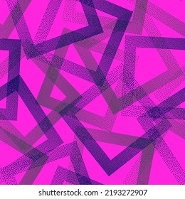 Rhombus shapes of dots geometric vector seamless pattern. Geometric infinite background with dots texture. Gradient rhombus of halftone dots seamless ornament. Pointillism style. Hipster pattern