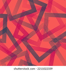 Rhombus shapes of dots geometric vector seamless pattern. Geometric infinite background with dots texture. Gradient rhombus of halftone dots seamless ornament. Textile print. Fancy pattern