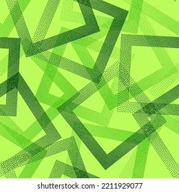 Rhombus shapes of dots geometric vector seamless pattern. Geometric repeat background with dots texture. Gradient squares of chevron dots seamless ornament. Pointillism style. Dynamic pattern
