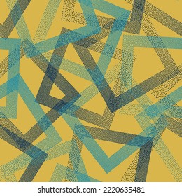 Rhombus shapes of dots geometric vector seamless pattern. Geometric tileable background with dots texture. Gradient squares of chevron dots seamless ornament. Pointillism style. Fancy pattern