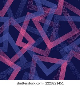 Rhombus shapes of dots geometric vector seamless pattern. Geometric periodic background with dots texture. Gradient rhombus of halftone dots seamless ornament. Simple shapes grid. Trendy pattern