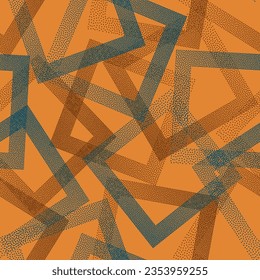 Formas de Rhombus de los puntos vectores geométricos sin costura. Fondo interminable geométrico con textura de puntos. Rhombus gradiente de puntos de semitono sin fisuras. Impresión de tejido. Patrón retro