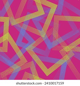 Rhombus shapes of dots geometric vector seamless pattern. Geometric periodic background with dots texture. Gradient rhombus of halftone dots seamless ornament. Textile print. Grunge pattern
