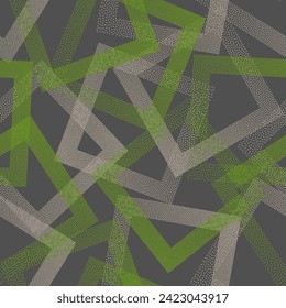 Rhombus shapes of dots geometric vector seamless pattern. Geometric periodic background with dots texture. Gradient rhombus of halftone dots seamless ornament. Fabric print. Weird pattern