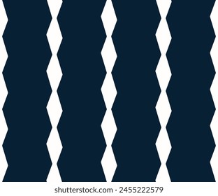 Rhombus shapes motif vertical stripes pattern seamless lines background minimalist textile fabric design. Wrapping, packaging geometric style all over print block. Blue white colors vector graphic.