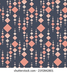 Rhombus square gradient abstract art seamless pattern, pink on dark textile design and decoration, vector illustration