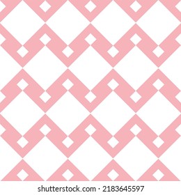 Rhombus square seamless pattern white pink geometric background for textile design and decoration