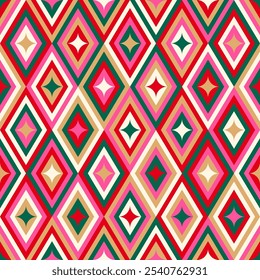 Rhombus and star seamless pattern design for christmas and new year celebration.