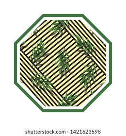 rhombus in straw with leafs