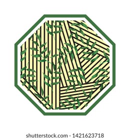 rhombus in straw with leafs
