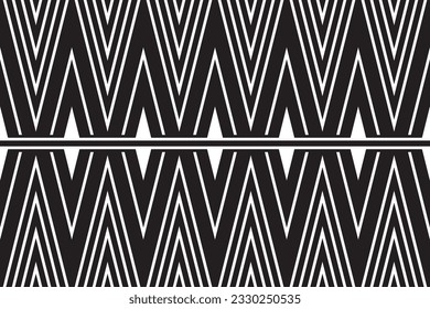 Rhombus and stripe pattern vector. Design ethnic style white on black background. Design print for illustration, texture, textile, wallpaper, background. Set 7
