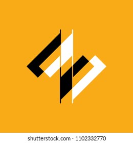 Rhombus symbol in yellow, black and white colors, editable vector