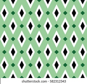 Rhombus texture pattern retro green style, design your room, clothing, dress, blouse, t-shirt, skirt. Rich minimalistic sample flat view. Vector illustration.