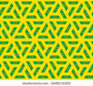 rhombus and triangle pattern of brazilian flag. geometric background for decoration and etc. vector illustration