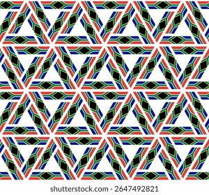 rhombus and triangle pattern of south africa flag. geometric background for decoration and etc. vector illustration