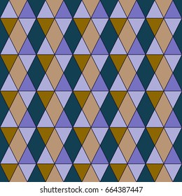 Rhombus and triangle seamless pattern. Fashion graphic background design. Modern stylish abstract texture. Colorful template for prints, textiles, wrapping, wallpaper, website. Vector illustration