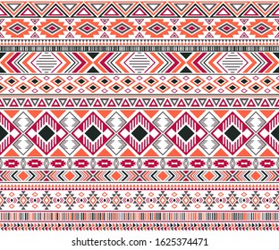 Rhombus and triangle symbols tribal ethnic motifs geometric seamless background. Impressive gypsy tribal motifs clothing fabric textile print traditional design with triangles