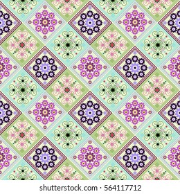 rhombus with an unusual design and flowers