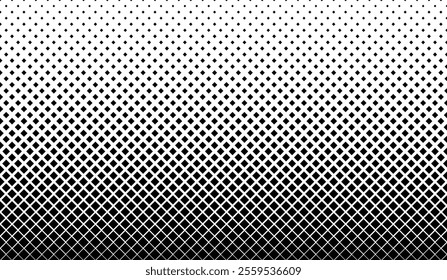 Rhombus Vector Abstract Geometric Technology Background. Halftone Square Pattern Background Design with Gradual Dot Transition, Perfect for Retro Textures, Digital Art, Prints, and Web Elements